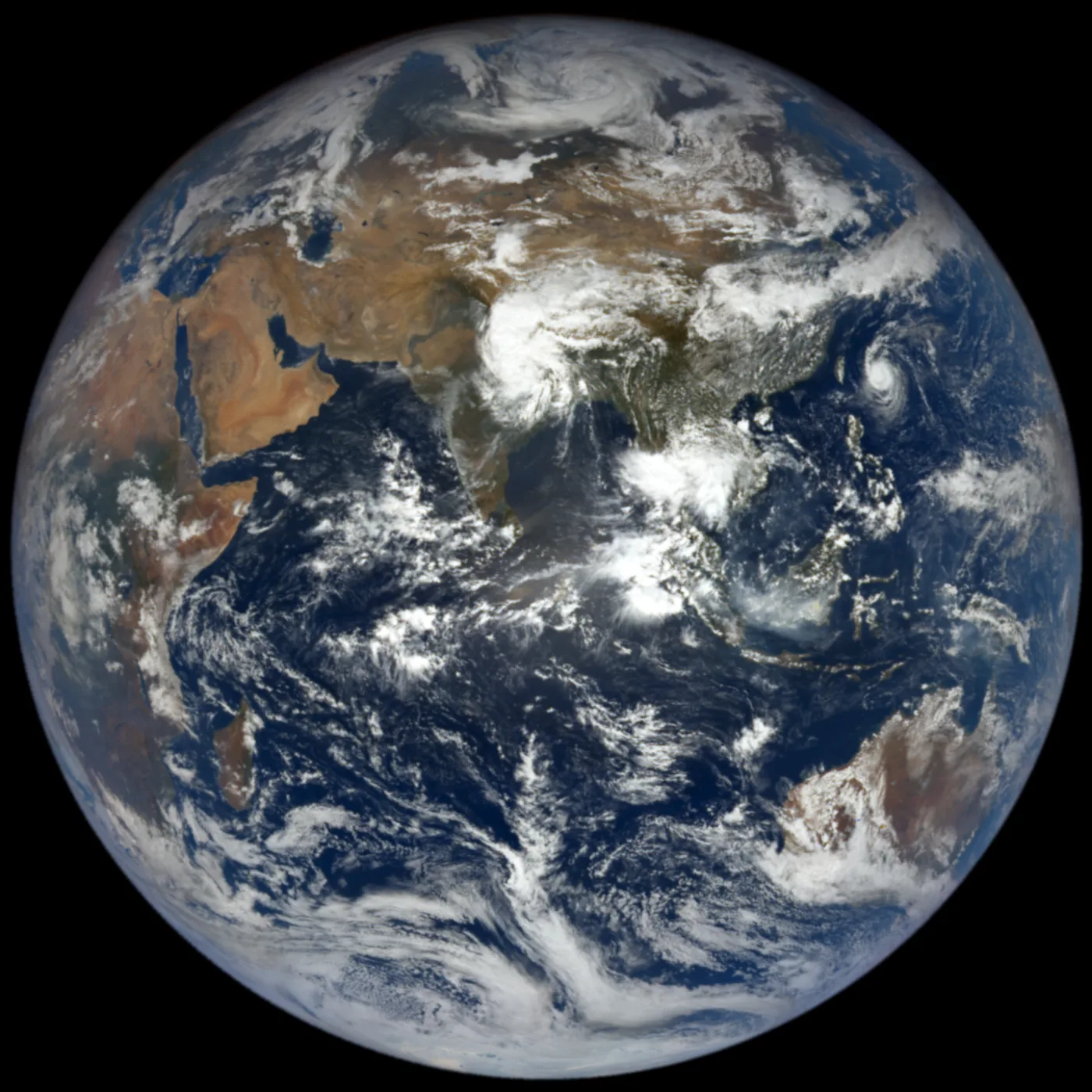 Earth photographed by NASA’s DSCOVR satellite, with India at the centre
